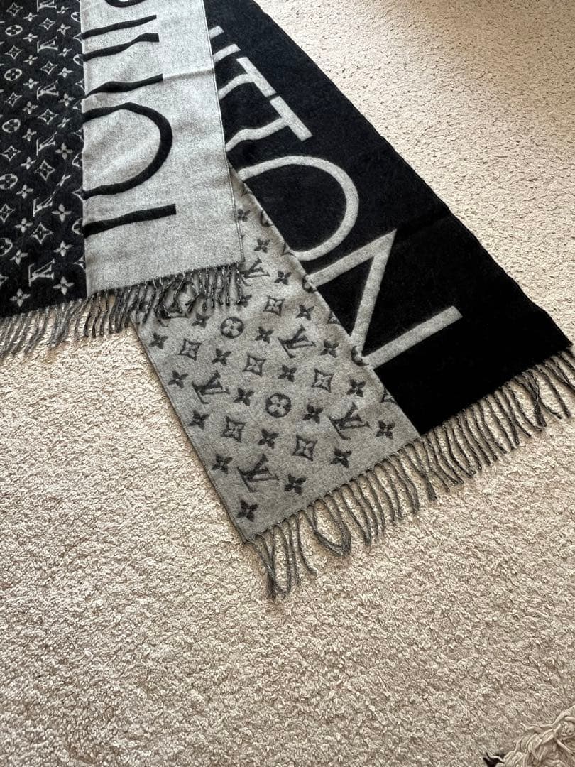【美品】ルイヴィトン LVスプリット　カシミヤマフラーLOUIS VUITTON