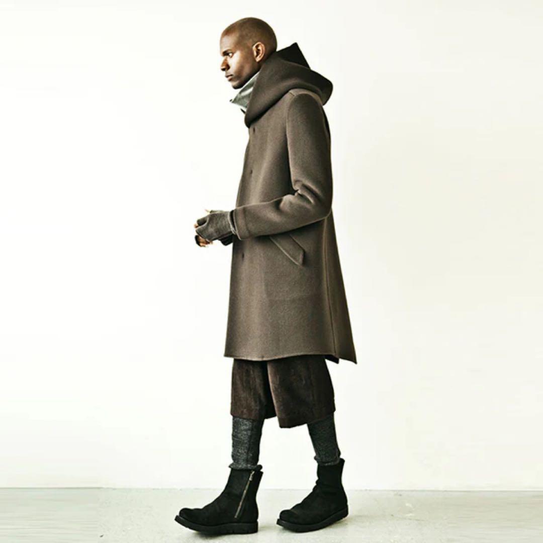 新品同様　定価110000 カシミヤ混Wフェイスビーバー フーデッドコート　黒