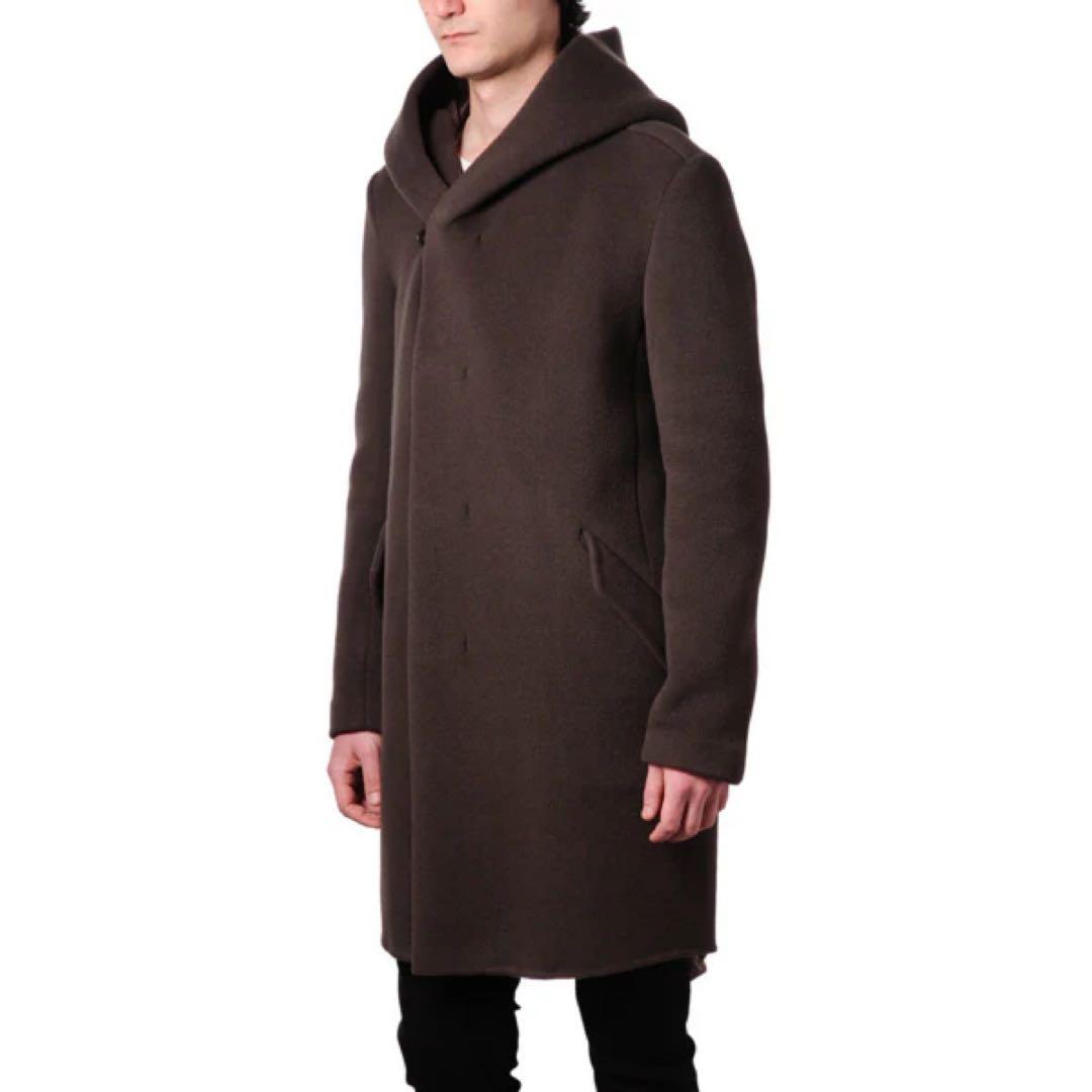 新品同様　定価110000 カシミヤ混Wフェイスビーバー フーデッドコート　黒