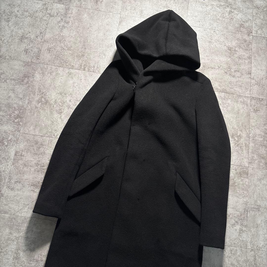 新品同様　定価110000 カシミヤ混Wフェイスビーバー フーデッドコート　黒