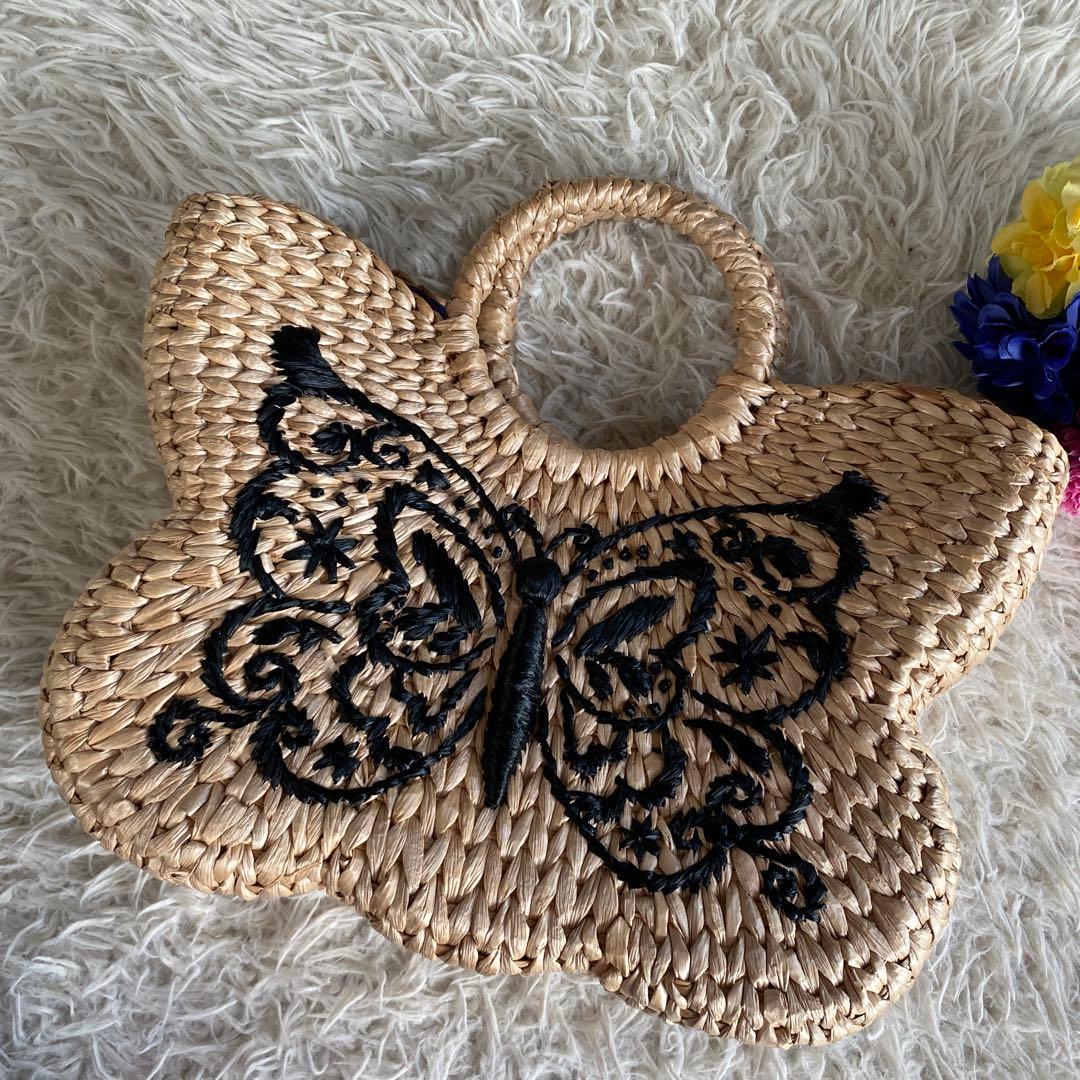 anpcANNA SUI 蝶刺繍 かごバッグ