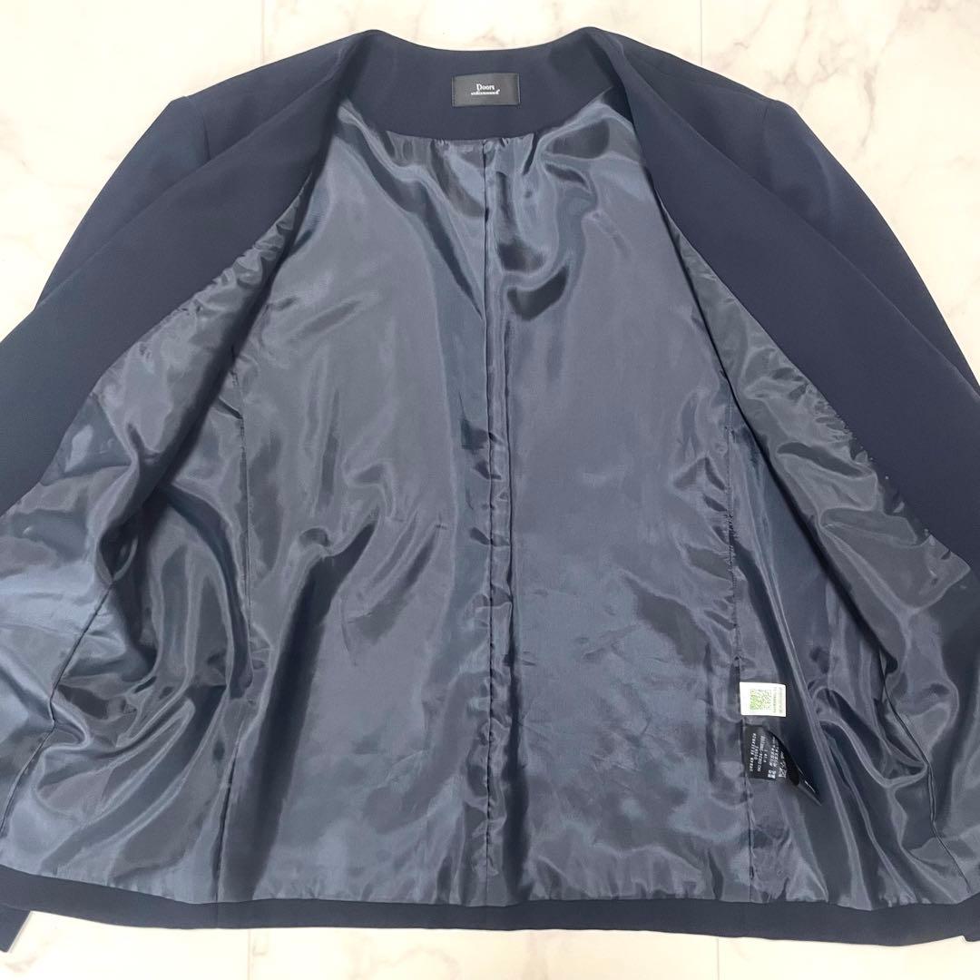 極美品 アーバンリサーチドアーズ ノーカラー Vネックジャケット 濃紺 1