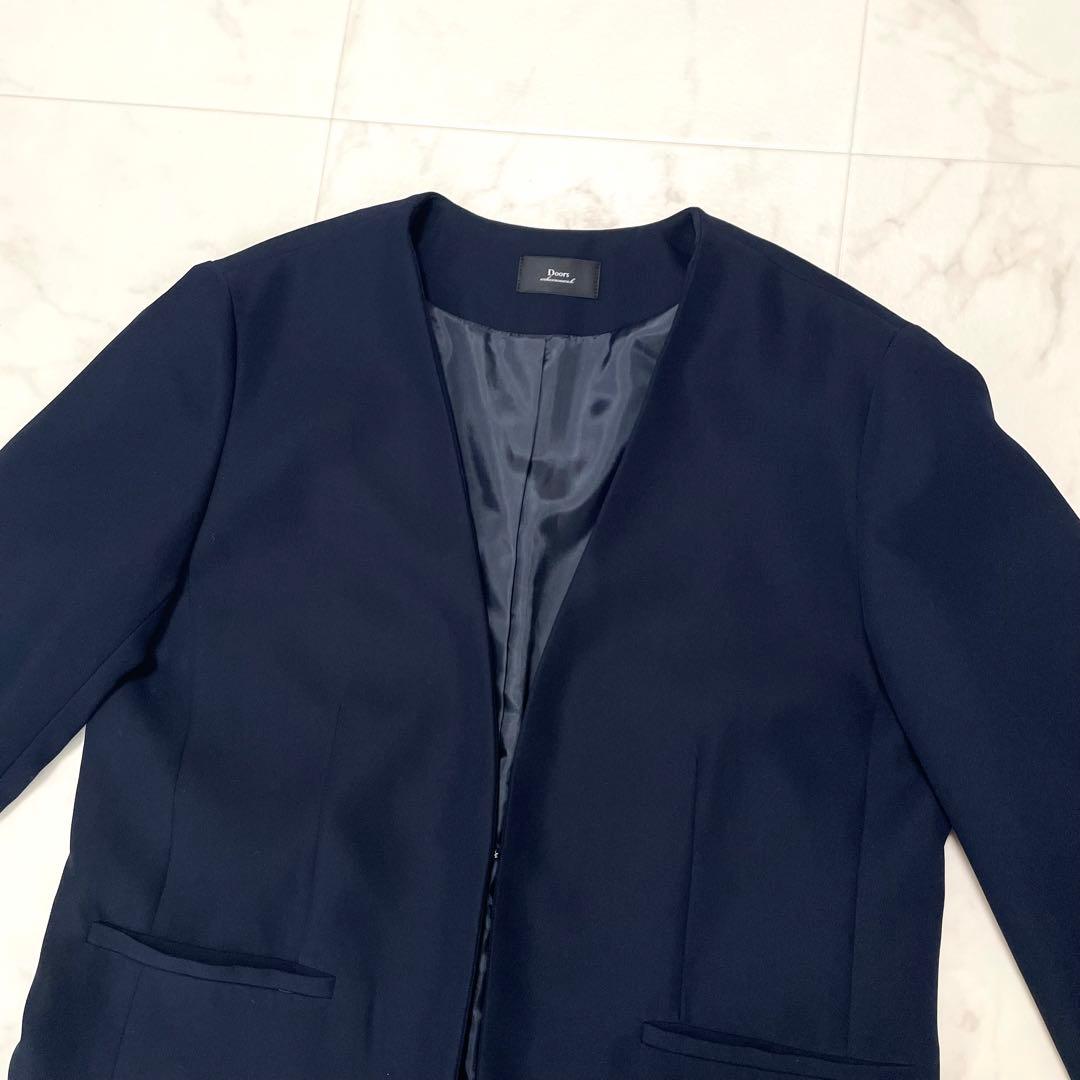 極美品 アーバンリサーチドアーズ ノーカラー Vネックジャケット 濃紺 1