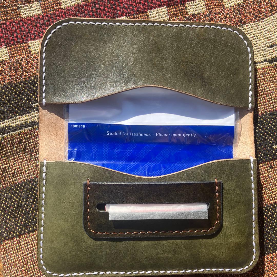 手巻きタバコポーチ　シャグポーチ　本革　手染め　手縫い