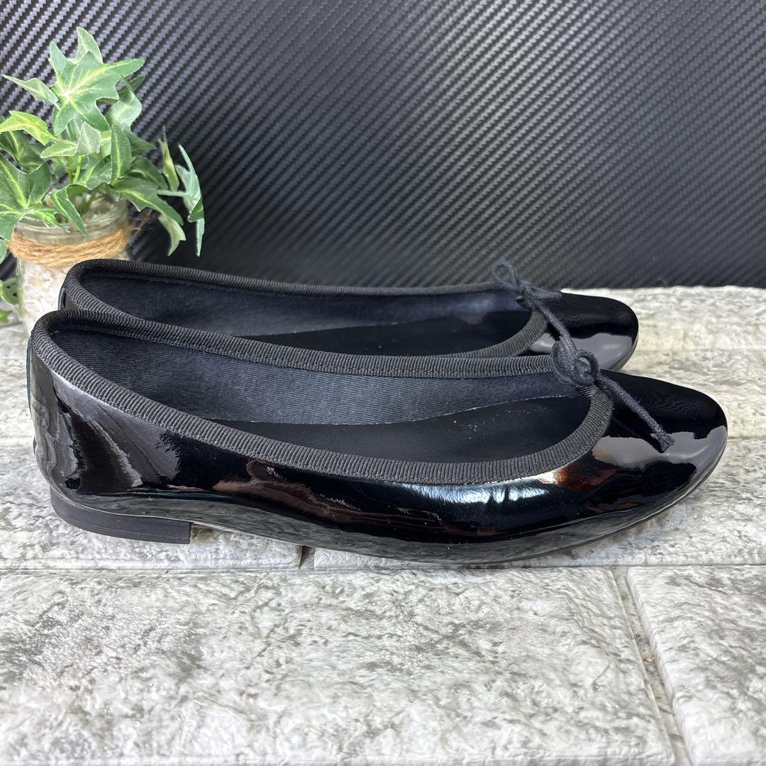 【Repetto】レペット　バレエシューズ　フラット　エナメル　ブラック　36