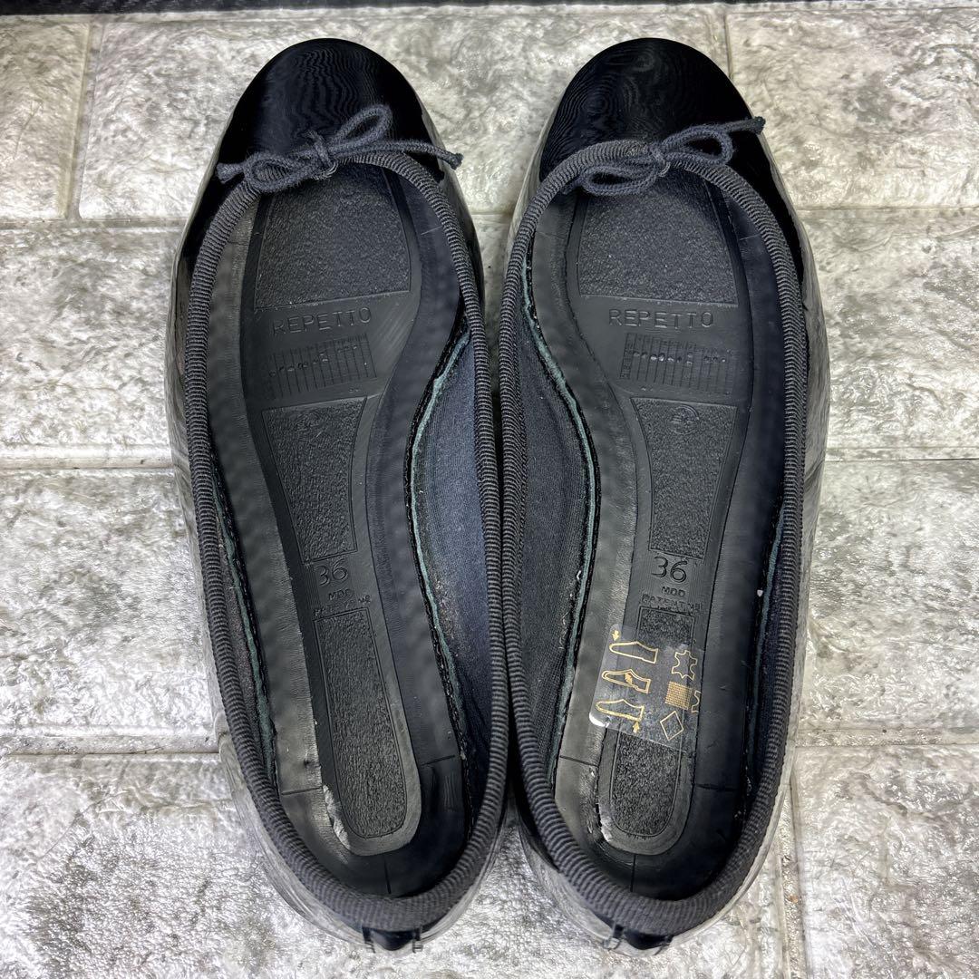 【Repetto】レペット　バレエシューズ　フラット　エナメル　ブラック　36