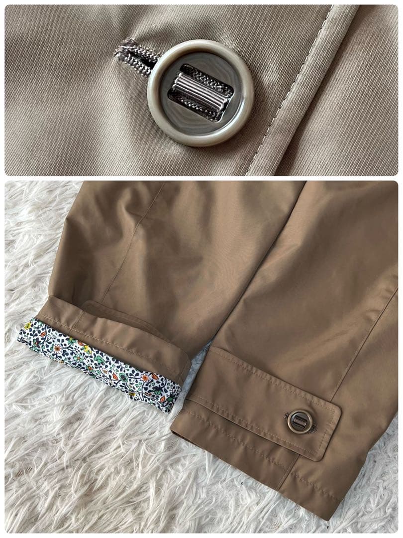 【新品未使用】レリアン　裏地花柄　中わた入り　ステンカラー　ハーフコート