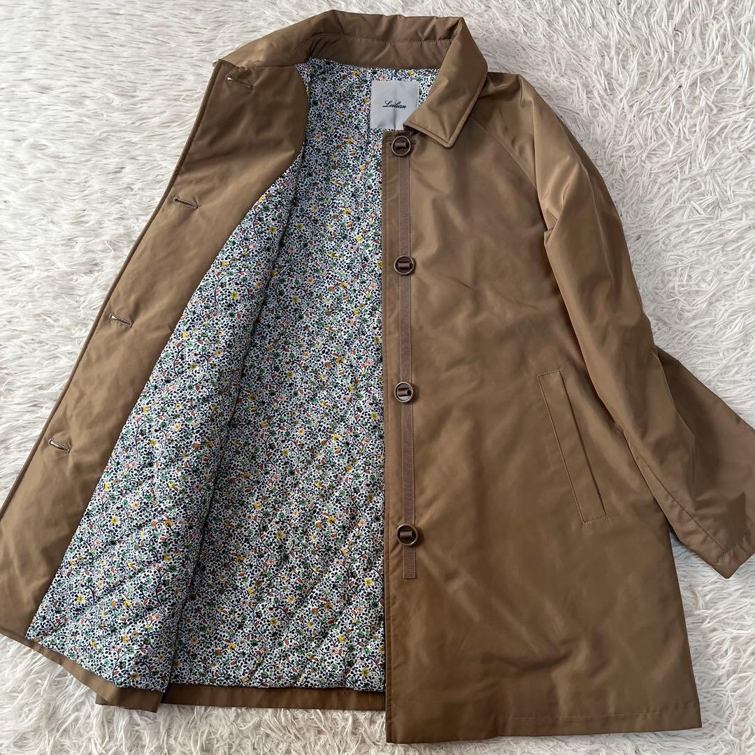 【新品未使用】レリアン　裏地花柄　中わた入り　ステンカラー　ハーフコート