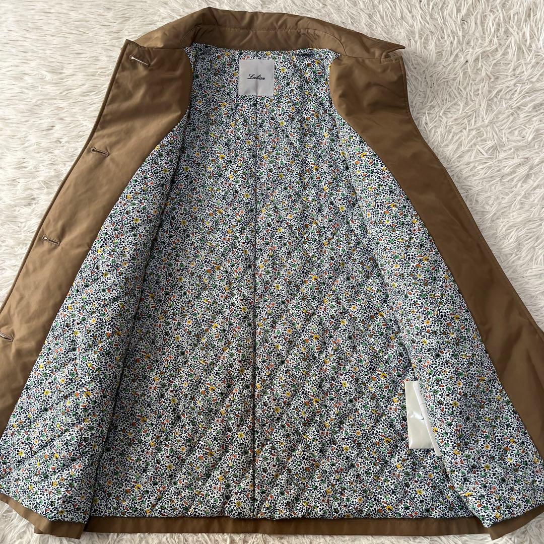 【新品未使用】レリアン　裏地花柄　中わた入り　ステンカラー　ハーフコート
