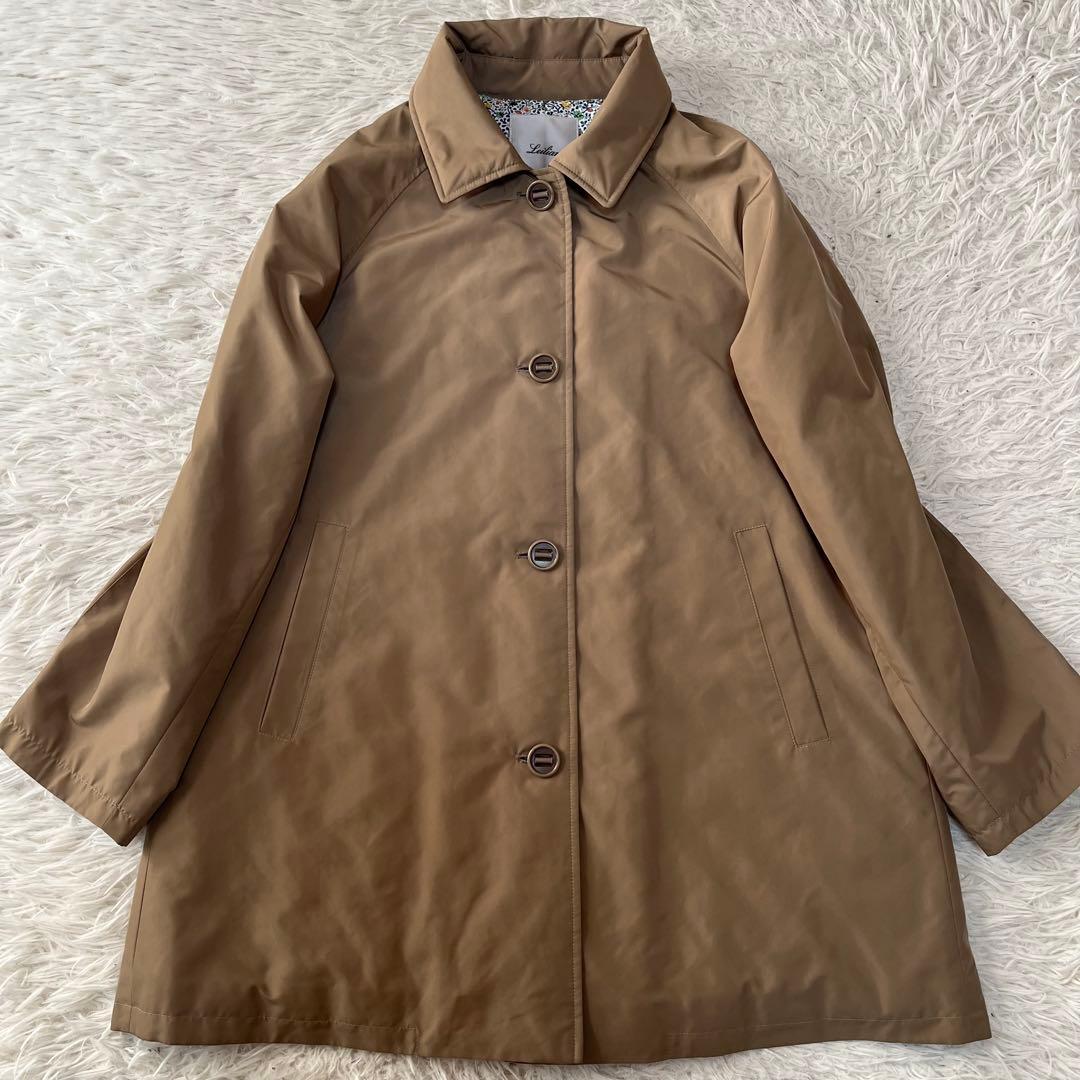 【新品未使用】レリアン　裏地花柄　中わた入り　ステンカラー　ハーフコート