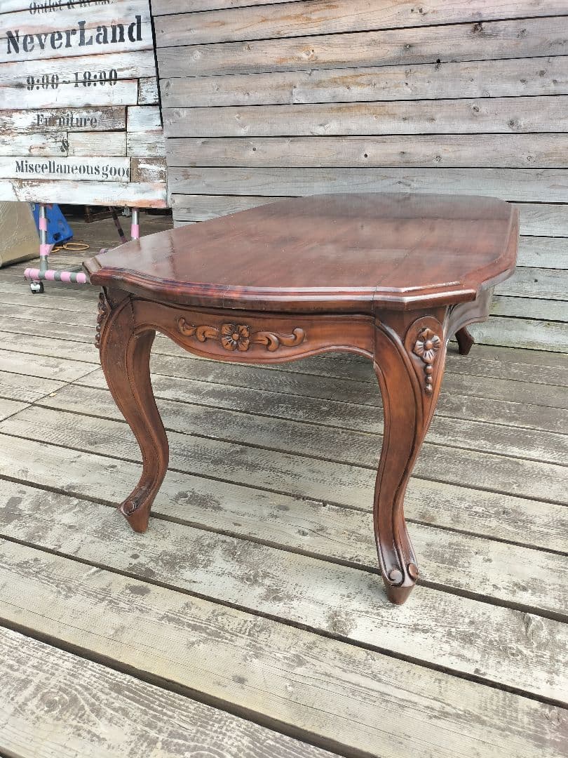 M♦TAD送料込 希少 アンティーク　総無垢　猫脚テーブル ローテーブル