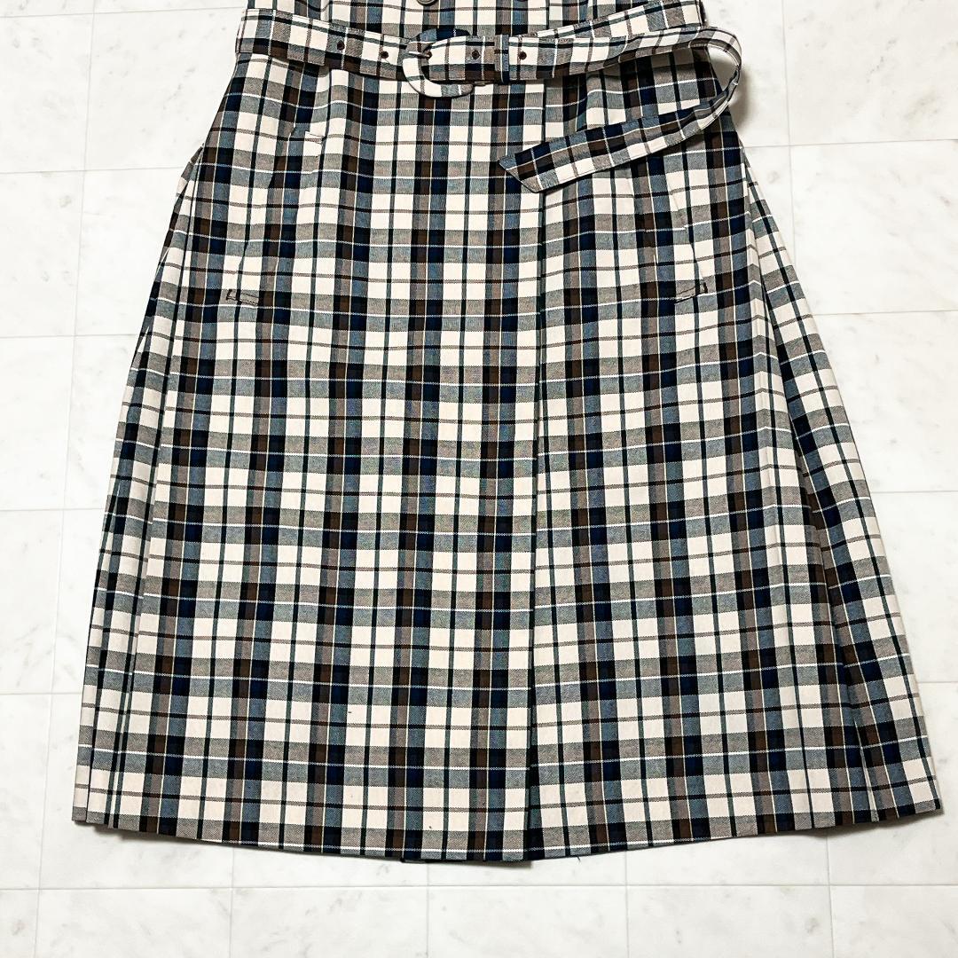 ロイスクレヨン ジレ ワンピース ベルト チェック 金ボタン ダブル