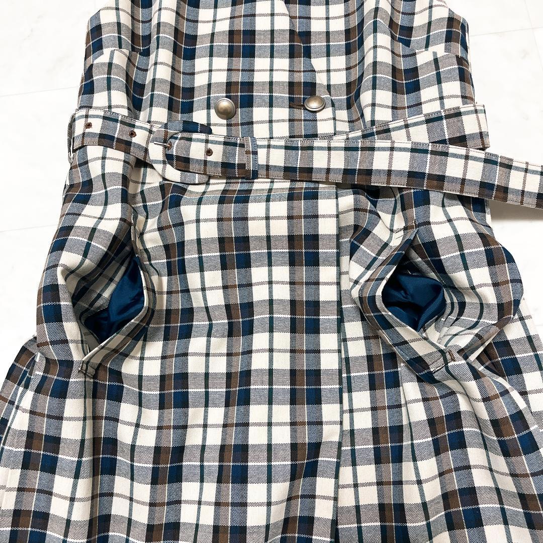 ロイスクレヨン ジレ ワンピース ベルト チェック 金ボタン ダブル