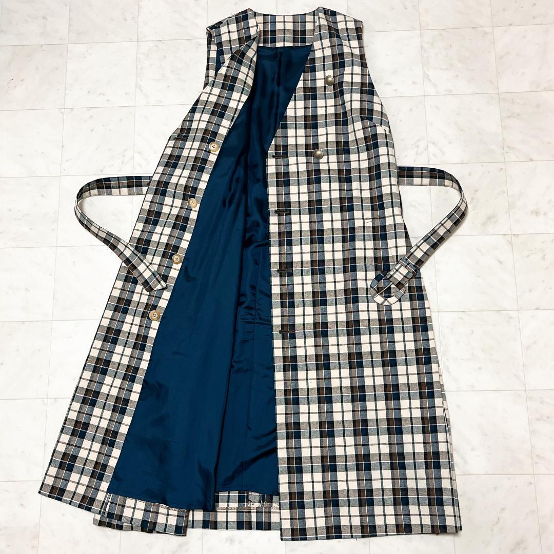 ロイスクレヨン ジレ ワンピース ベルト チェック 金ボタン ダブル
