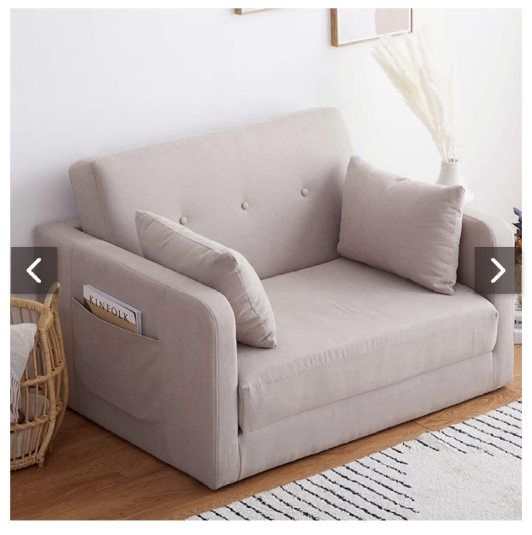 2人掛け　ソファベッド　グレージュ　ピンクベージュ