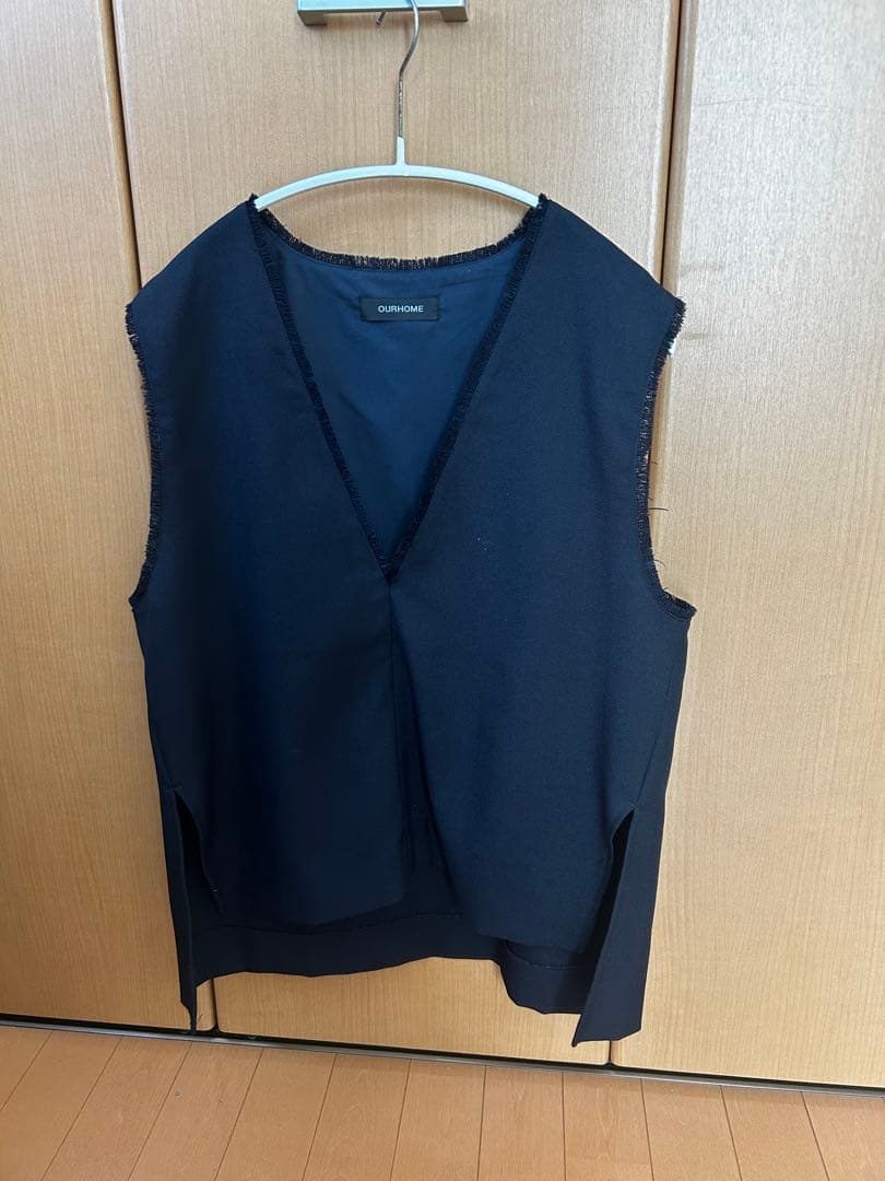 OUR 洗えるフリンジベスト　ネイビー サイズFREE