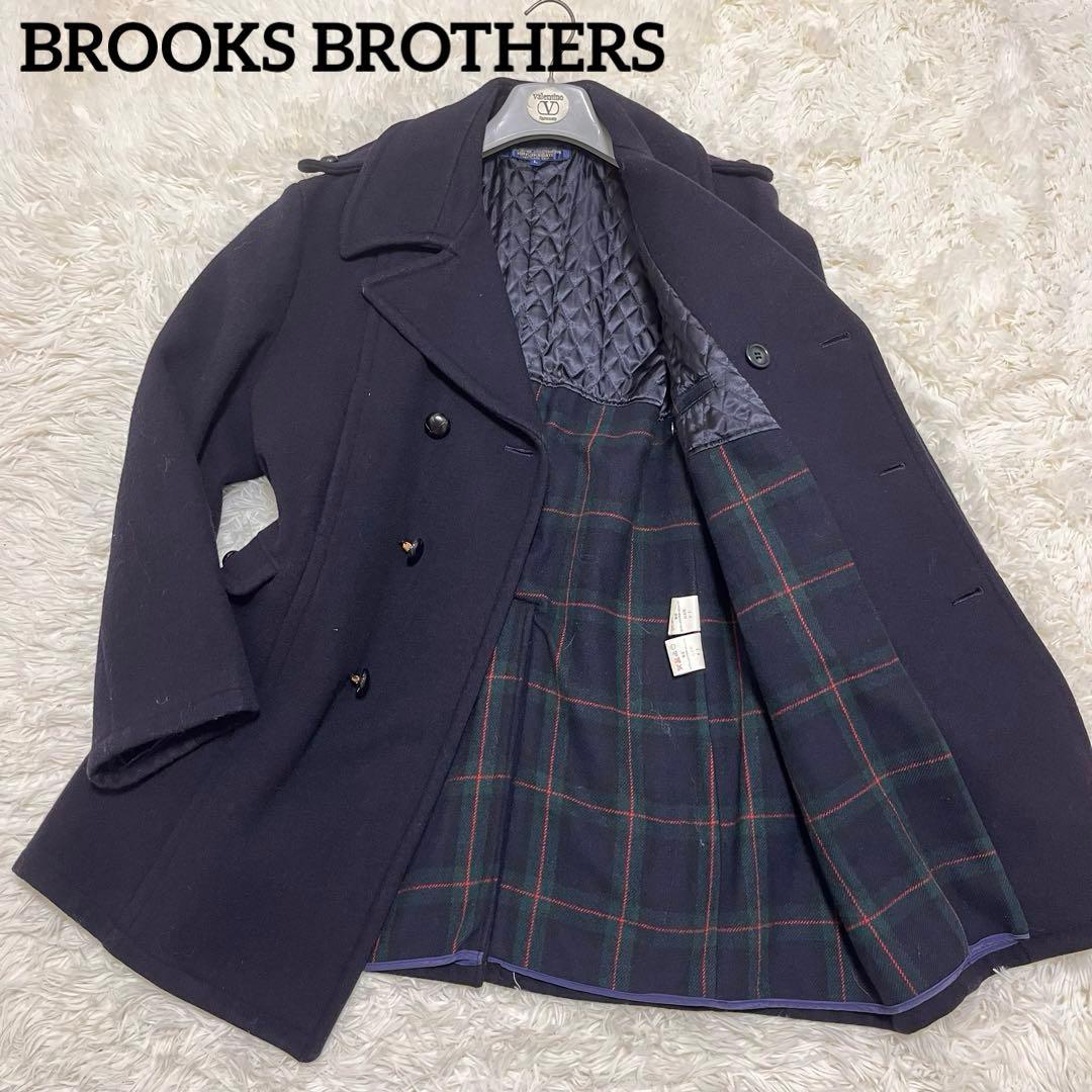 希少　ブルックスブラザーズ　ピーコート　80’s　チェック　キルティング　くるみ