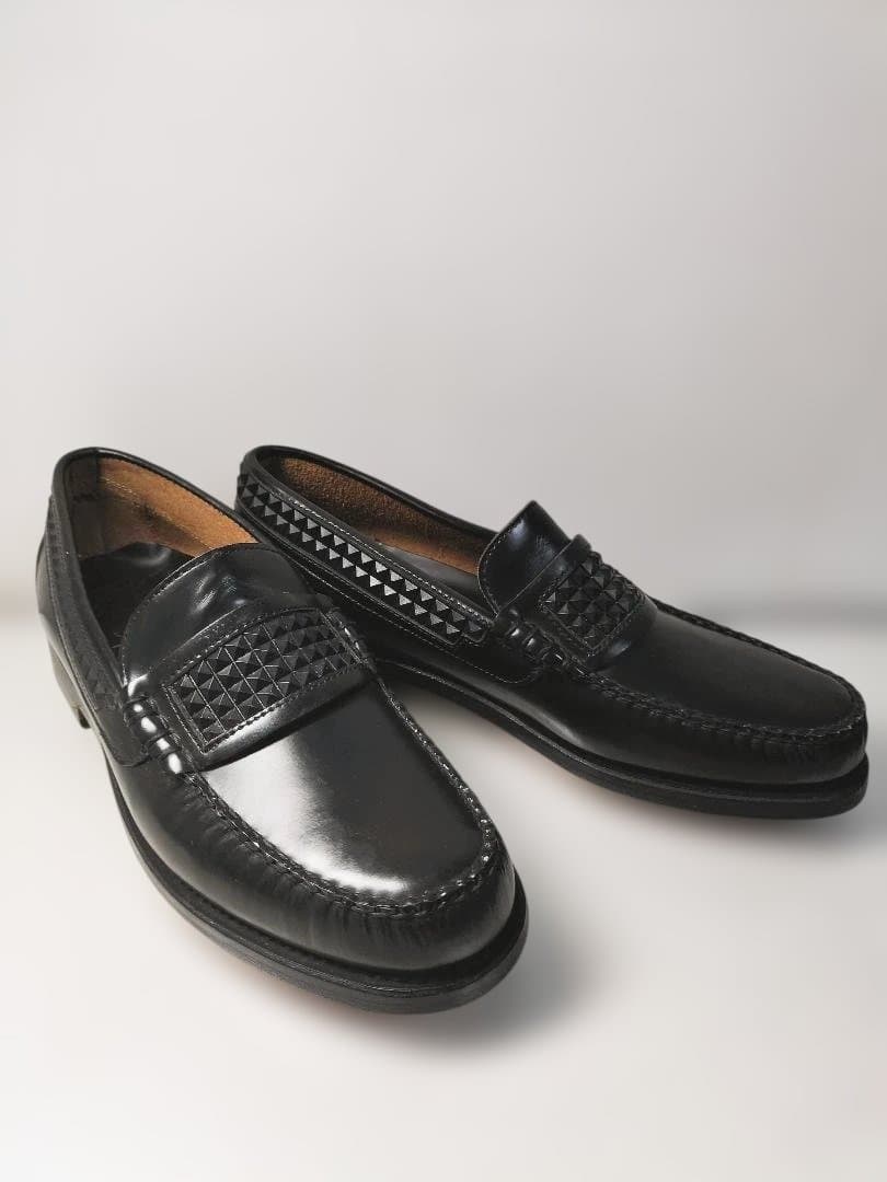 And A カミナンド ラバースタッズ ローファーブラック26cm