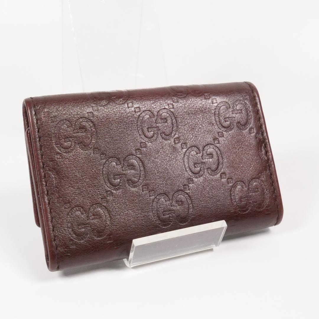 極美品✨グッチ キーケース シマ リボン 6連 GG レザー ブラウン
