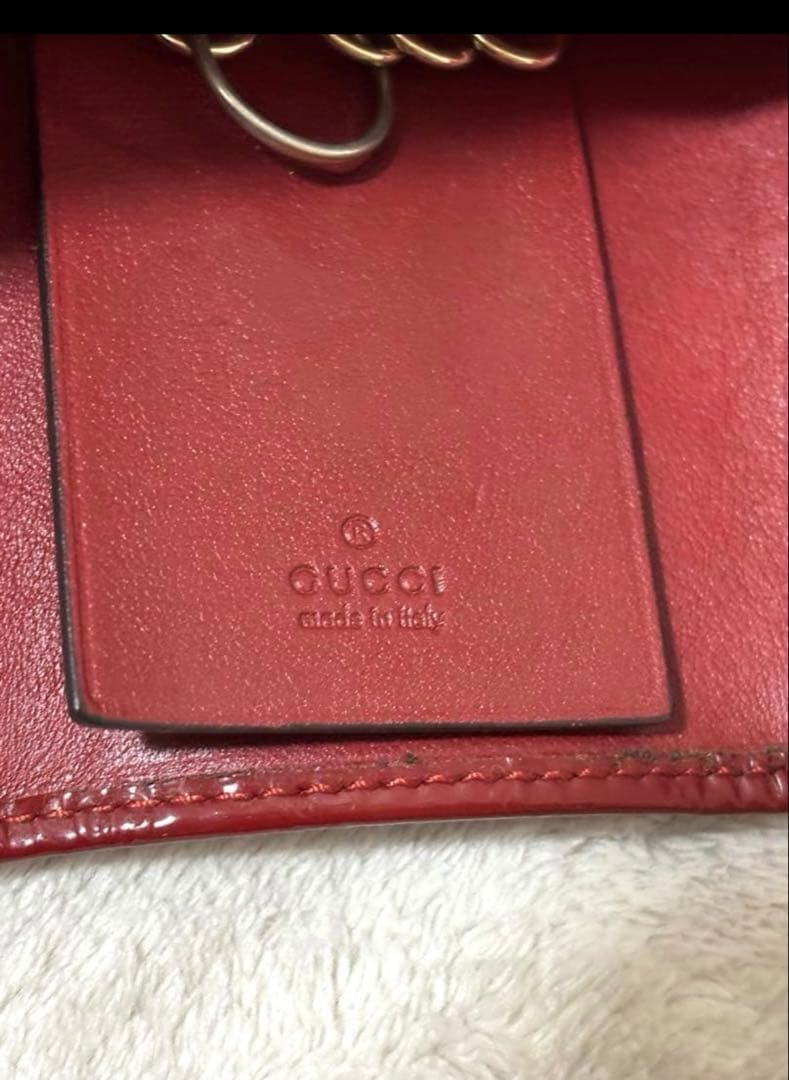 GUCCI グッチ　赤 6連エナメルキーケース ハート金具(ショップカード付き)