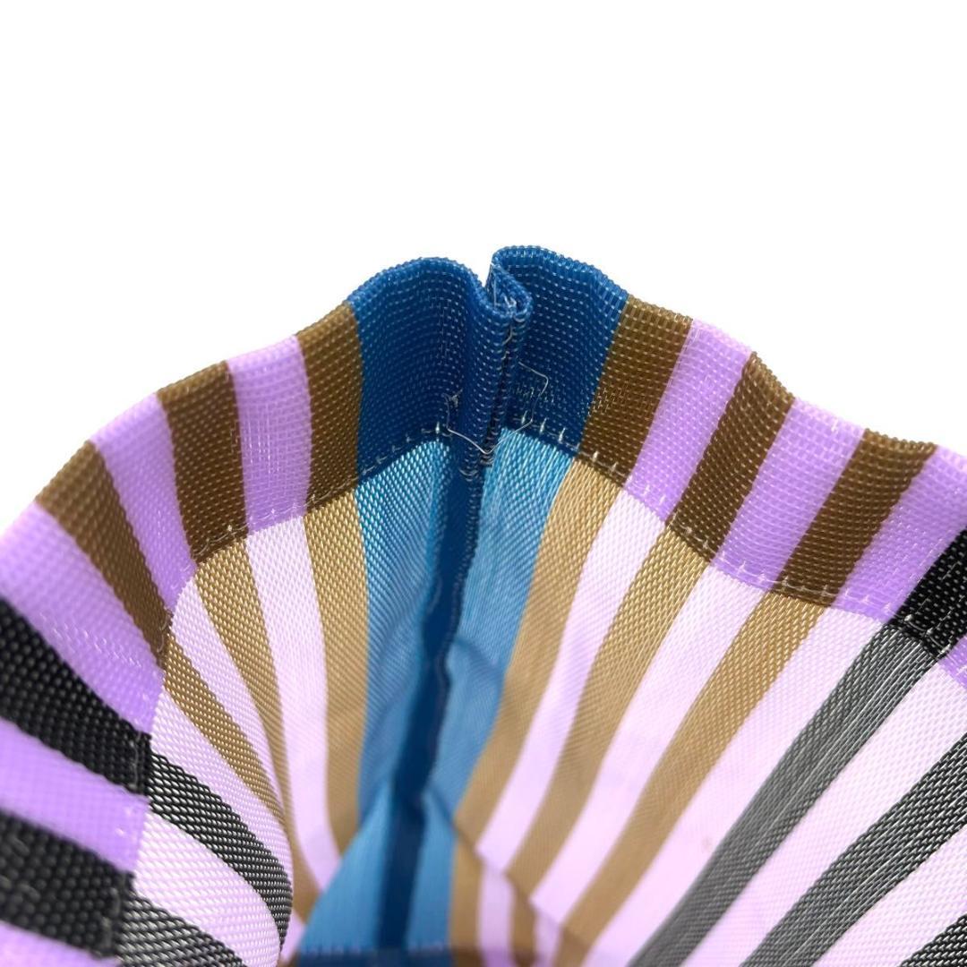 美品 マルニ フラワーカフェ ストライプ トートバッグ マルチカラー　ナイロン