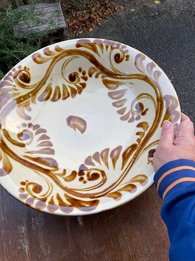 値下げします！やちむん　島袋常秀作 大皿1尺2寸　37cm 読谷村の直営店で購入