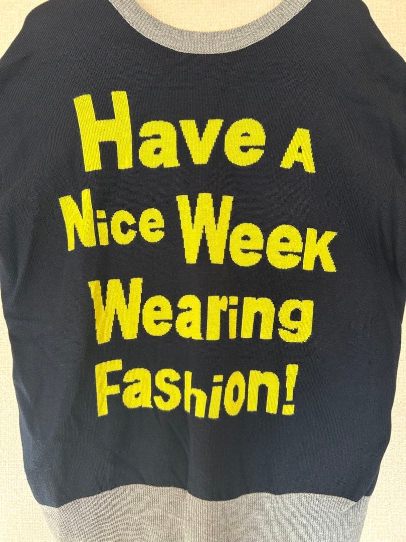 メッセージプリント トレーナー ネイビー/イエロー　2way