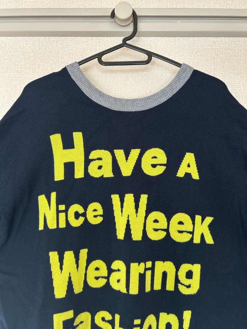 メッセージプリント トレーナー ネイビー/イエロー　2way