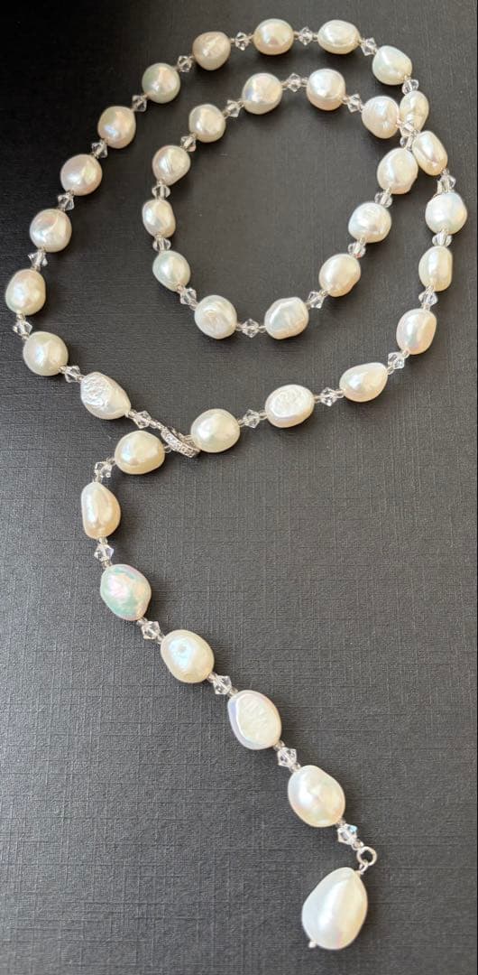 三越百貨店 本真珠 ホワイトパール ロングネックレス ラリエット 70㎝ 16㎜