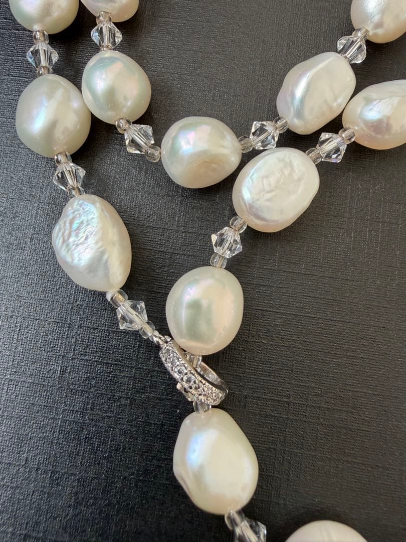 三越百貨店 本真珠 ホワイトパール ロングネックレス ラリエット 70㎝ 16㎜