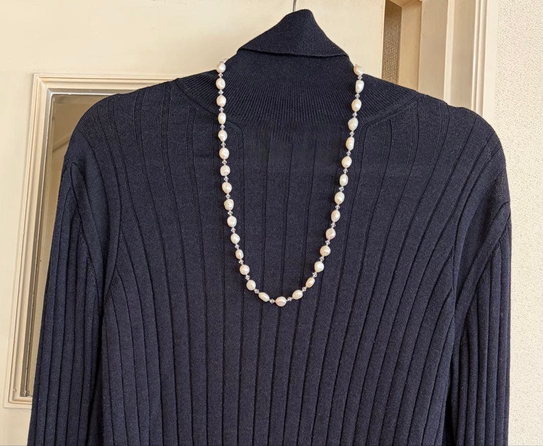 三越百貨店 本真珠 ホワイトパール ロングネックレス ラリエット 70㎝ 16㎜