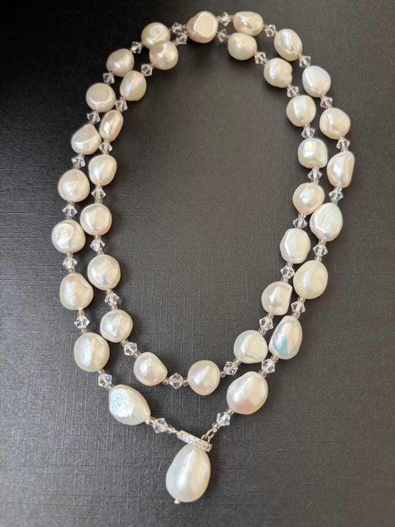 三越百貨店 本真珠 ホワイトパール ロングネックレス ラリエット 70㎝ 16㎜