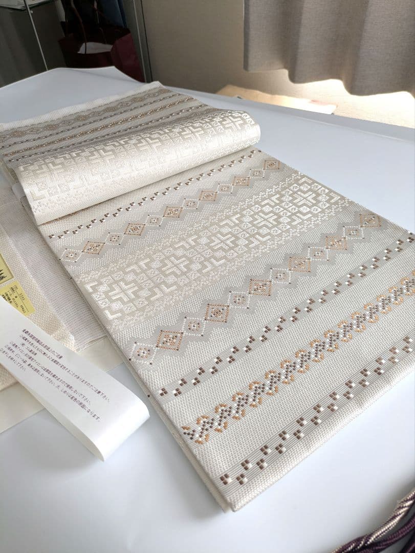 本場筑前博多織幾何学文様お仕立て上がり袋帯