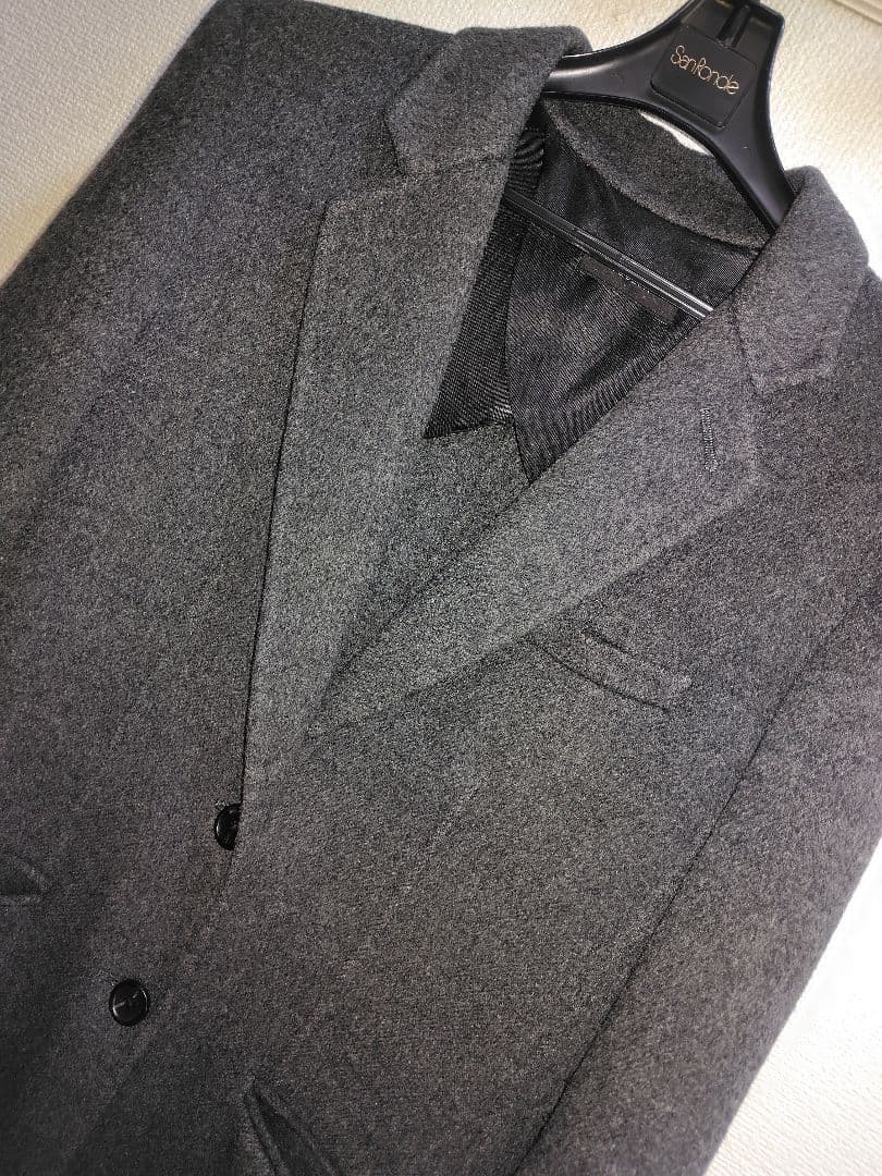 JOSEPH グレー チェスターコート 　カシミヤウール混合