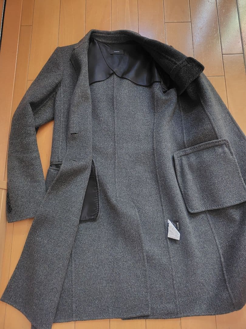 JOSEPH グレー チェスターコート 　カシミヤウール混合