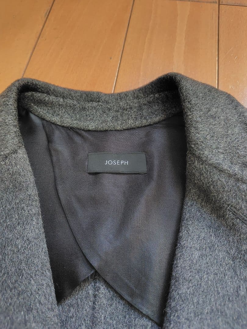 JOSEPH グレー チェスターコート 　カシミヤウール混合