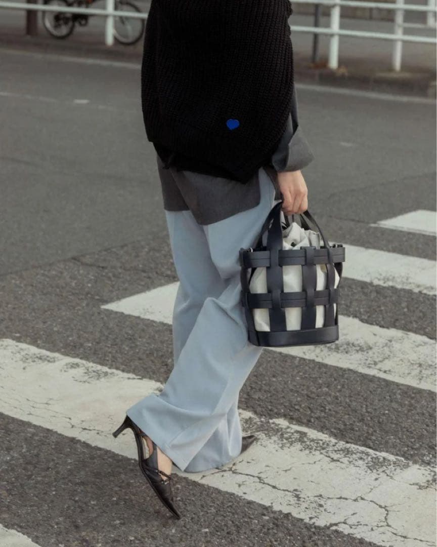 【新品未使用】BLUE×PALANG WOVEN BASKET BAG NAVY