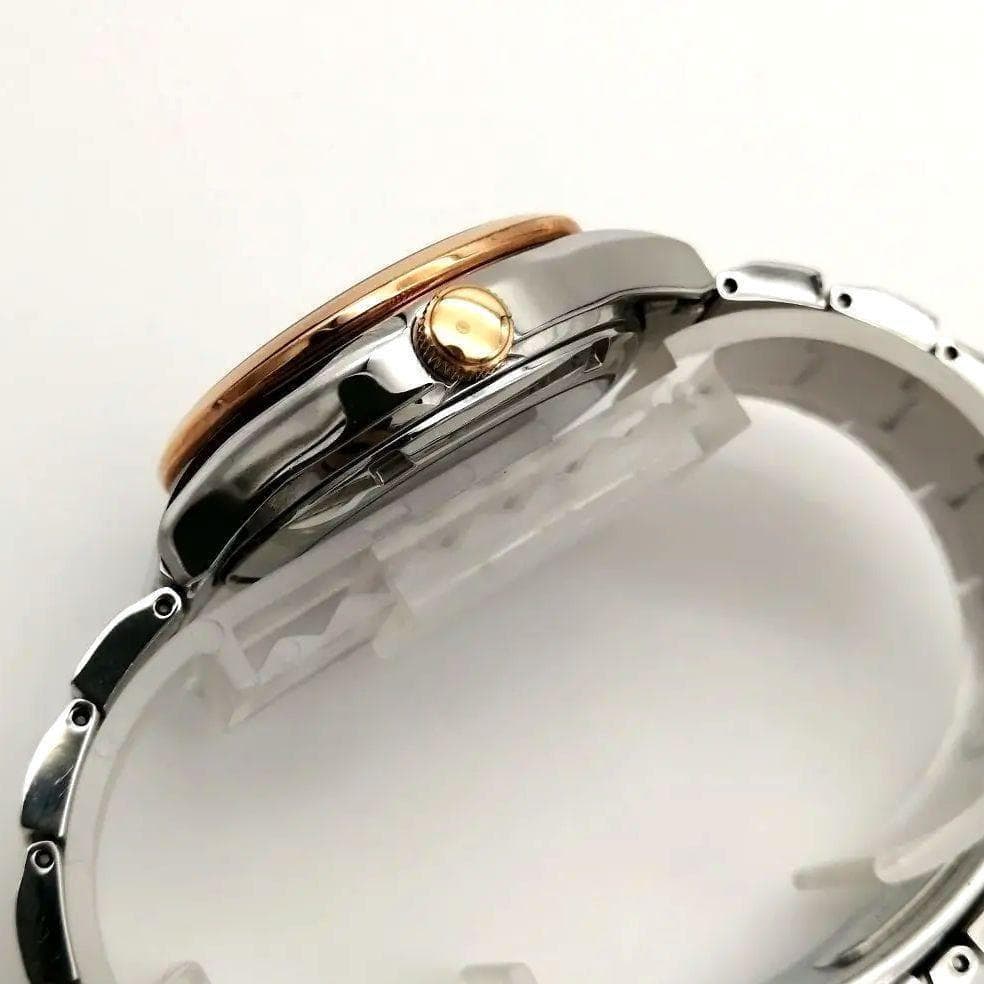 稼働✨シチズン　腕時計　メカニカル　スワロ　オープンハート　シェル文字盤　コンビ