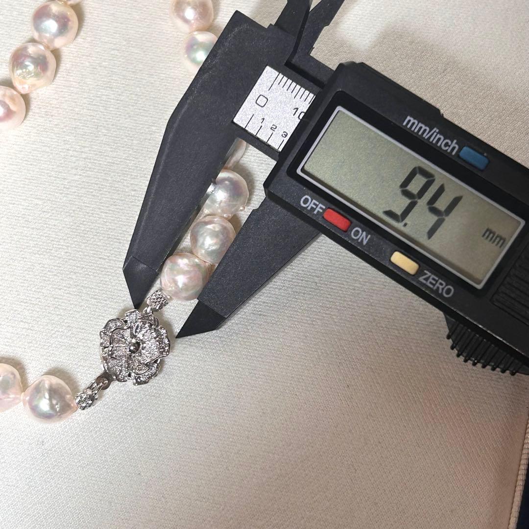 【テリ強✨超大珠】あこや本真珠 ネックレス バロック 9.4〜10.2mm