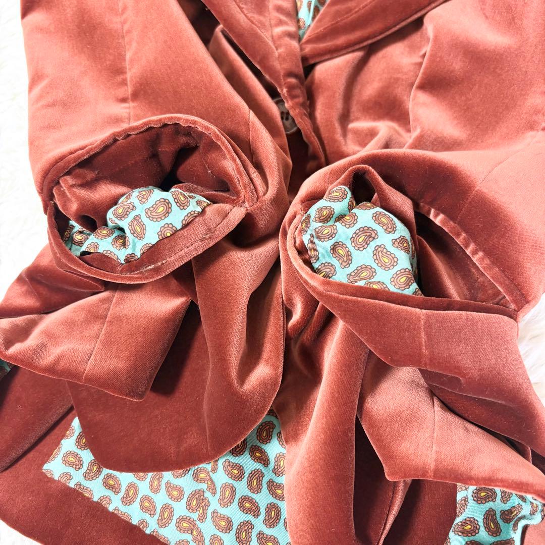 エトロ ベルベット ベロア ジャケット ペイズリー柄総裏地仕様 シルク混 42