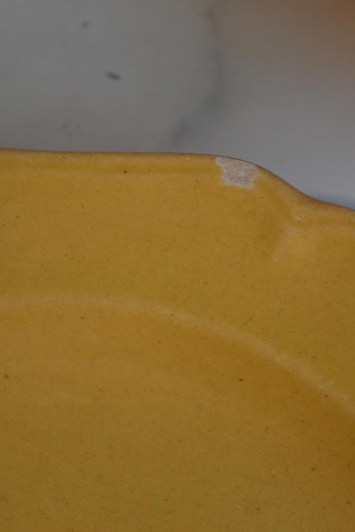 1枚はおまけ　19世紀アプト窯　黄釉花リム　デセール皿　アンティーク