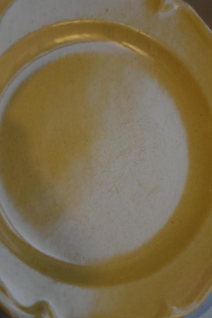 1枚はおまけ　19世紀アプト窯　黄釉花リム　デセール皿　アンティーク