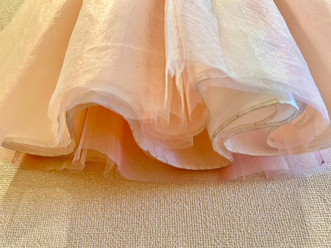 DRESCCO　ピーチピンクバイアスチェックスパンコールロングドレス　120