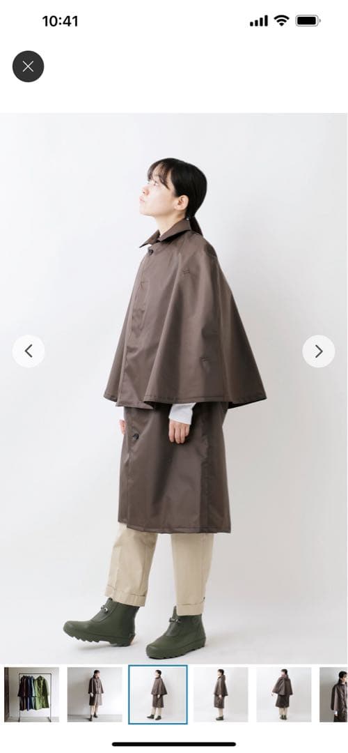 お値下げ　新品キナリノモールフード付きロングコート オリーブグリーンレインコート