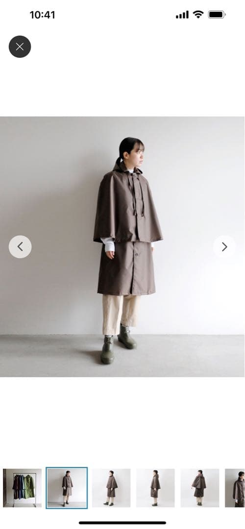 お値下げ　新品キナリノモールフード付きロングコート オリーブグリーンレインコート