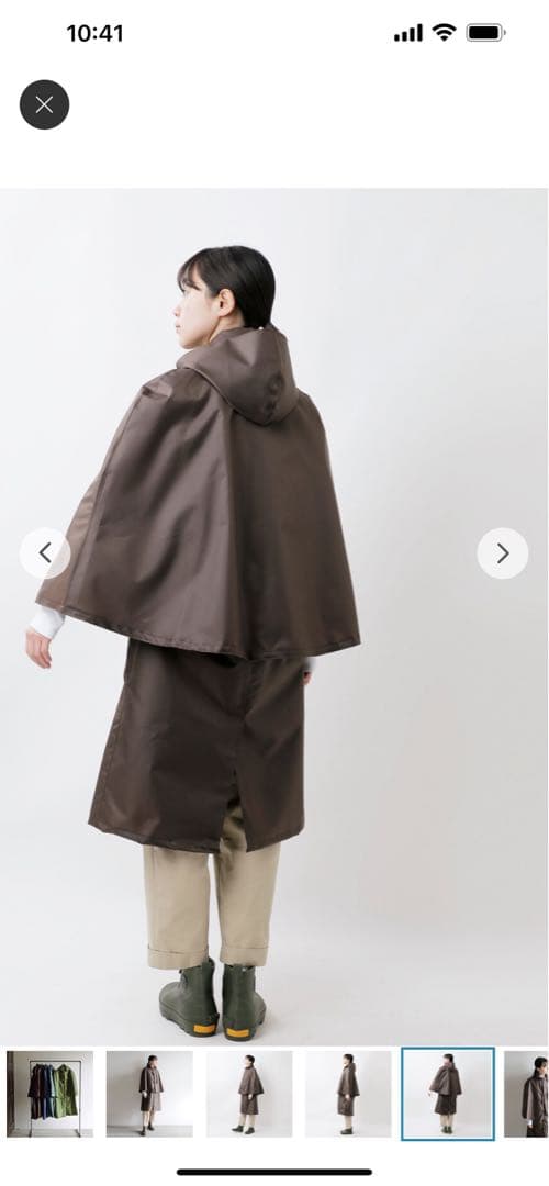 お値下げ　新品キナリノモールフード付きロングコート オリーブグリーンレインコート