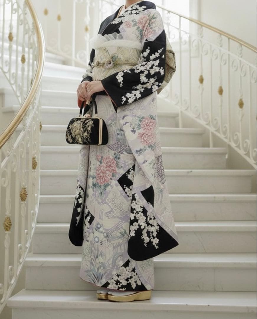 【なみみん様】振袖セット　黒　梅　身丈165cm