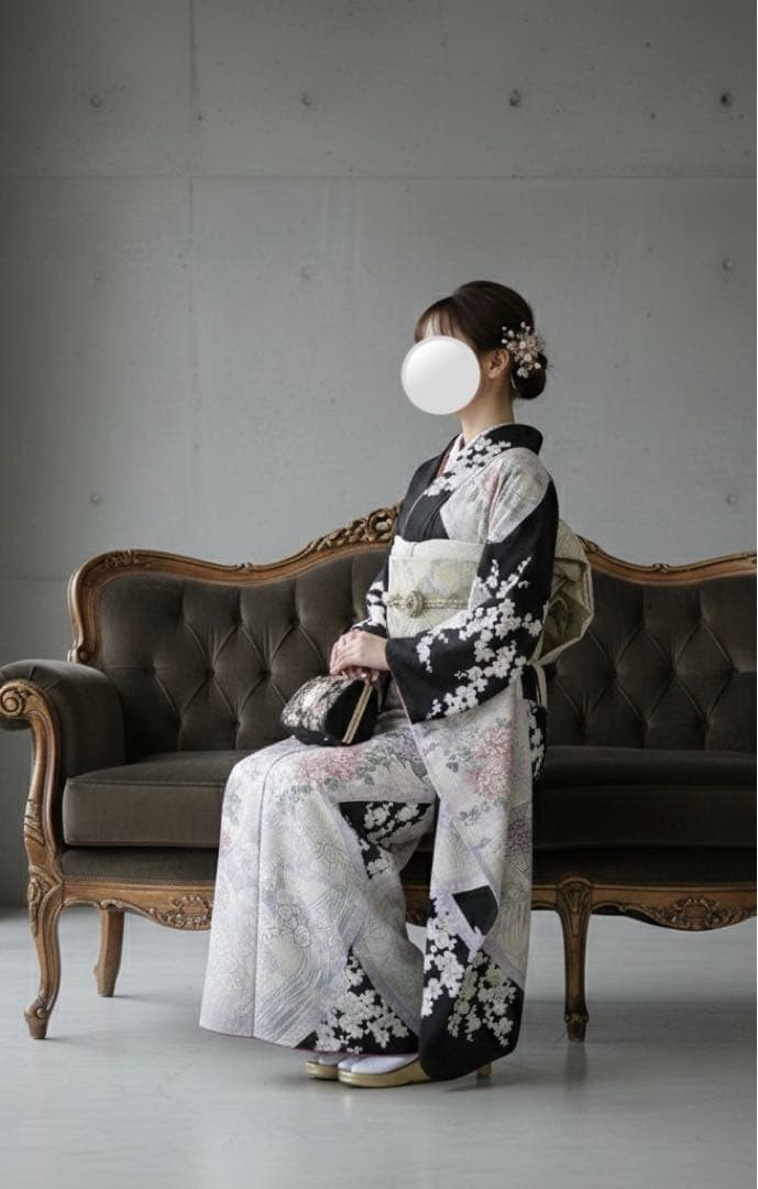 【なみみん様】振袖セット　黒　梅　身丈165cm