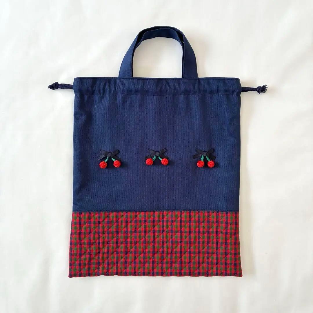ファミリア風　さくらんぼ　レッスンバッグ　上履き入れ　お着替え袋　3点セット