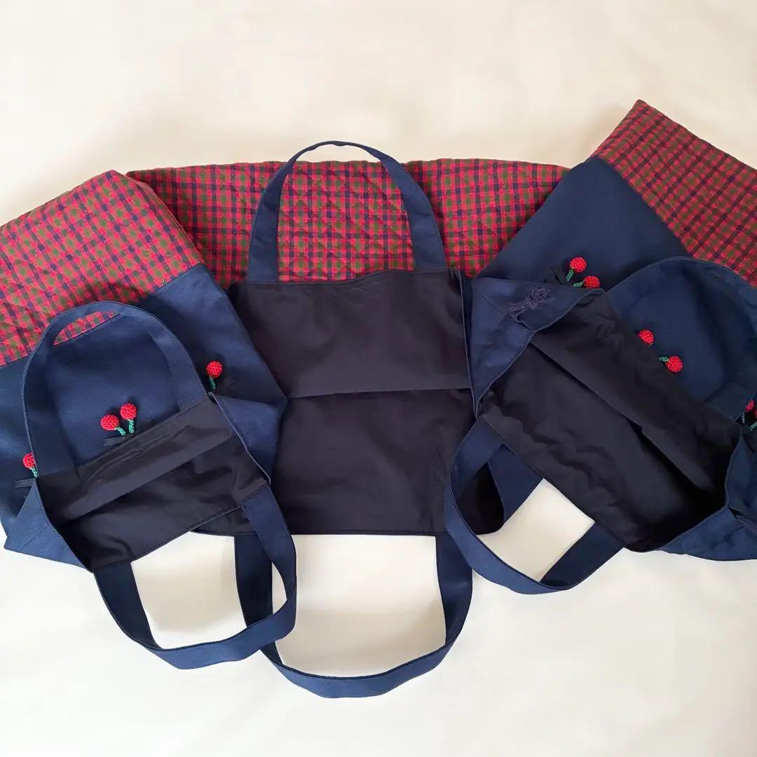 ファミリア風　さくらんぼ　レッスンバッグ　上履き入れ　お着替え袋　3点セット